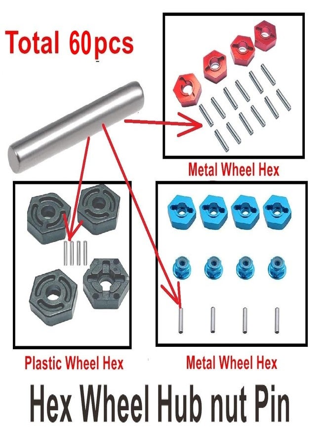 ZdingTech 60pcs 2X10mm Dowel Pin Wheel Hex Pins Compatible with HSP Redcat Wltoys Traxxas Hyper go Wheel hex pins M20101,for MJX Hyper Go 16207 16208 16209 16210 H16BM H16DR 14301 14302 H14BM - Image 3